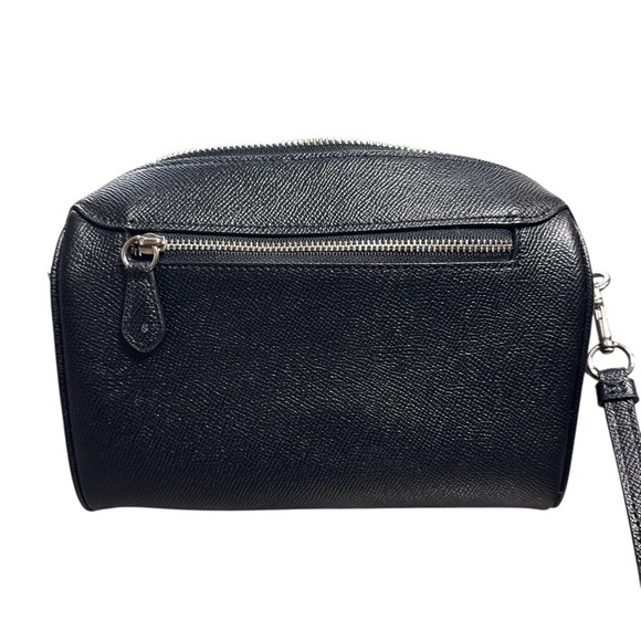 Coach Black Pebbled Leather Crossbody Bag Silver Hardware Adjustable Strap - Picture 4 of 10